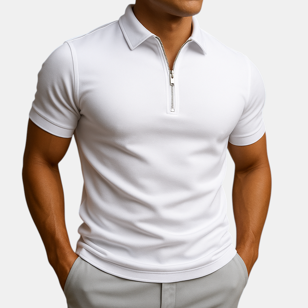 Moderne herenpolo met ritssluiting, geur- en vlekwerend, ideaal voor werk en casual gelegenheden.
