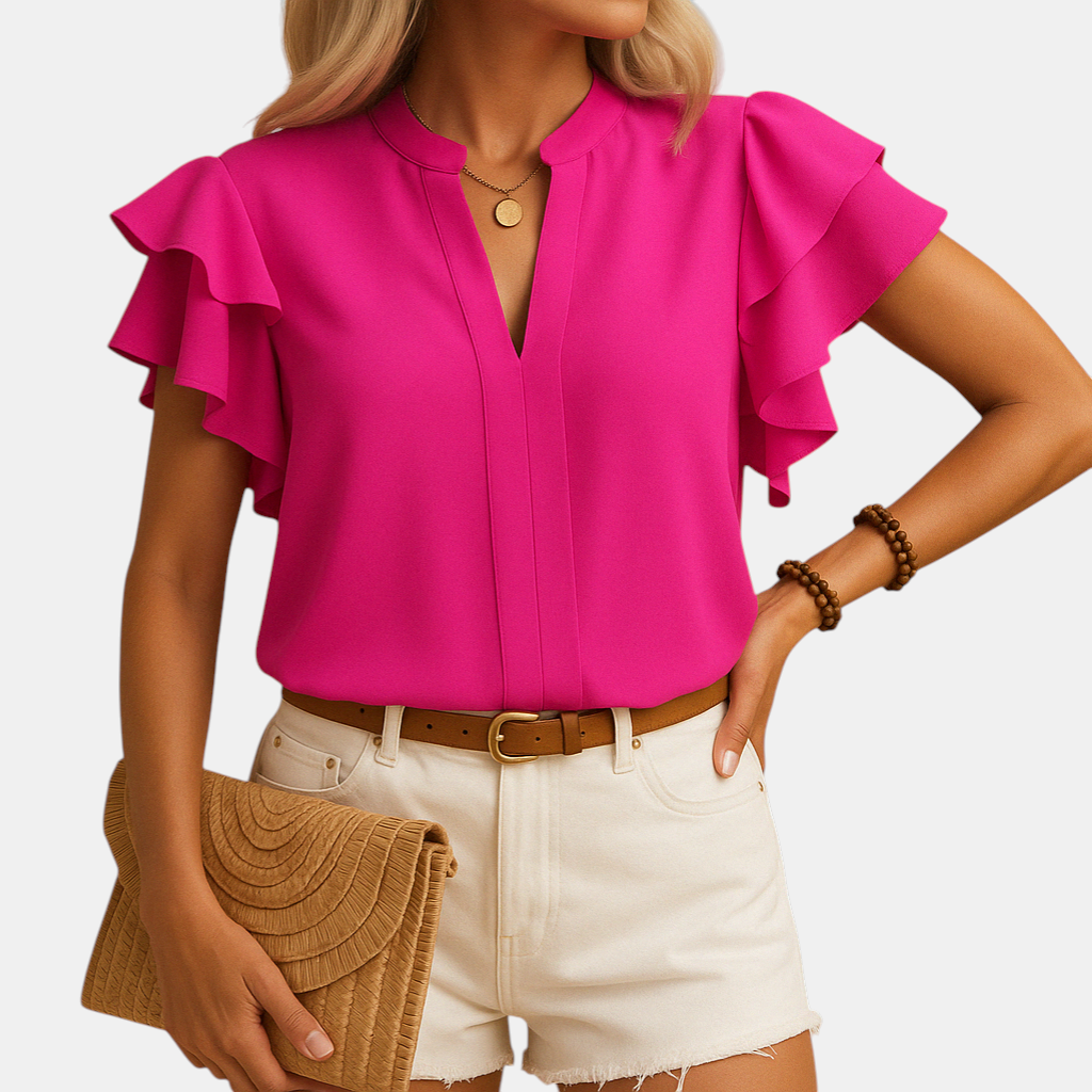 Elegante mouwloze damesblouse met verfijnde snit en ademende stof, geschikt voor formele en casual gelegenheden in elk seizoen