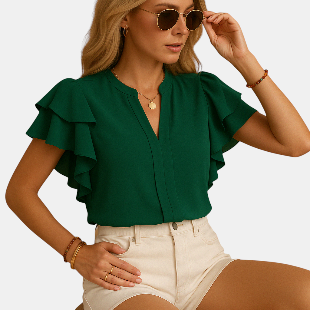 Elegante mouwloze damesblouse met verfijnde snit en ademende stof, geschikt voor formele en casual gelegenheden in elk seizoen