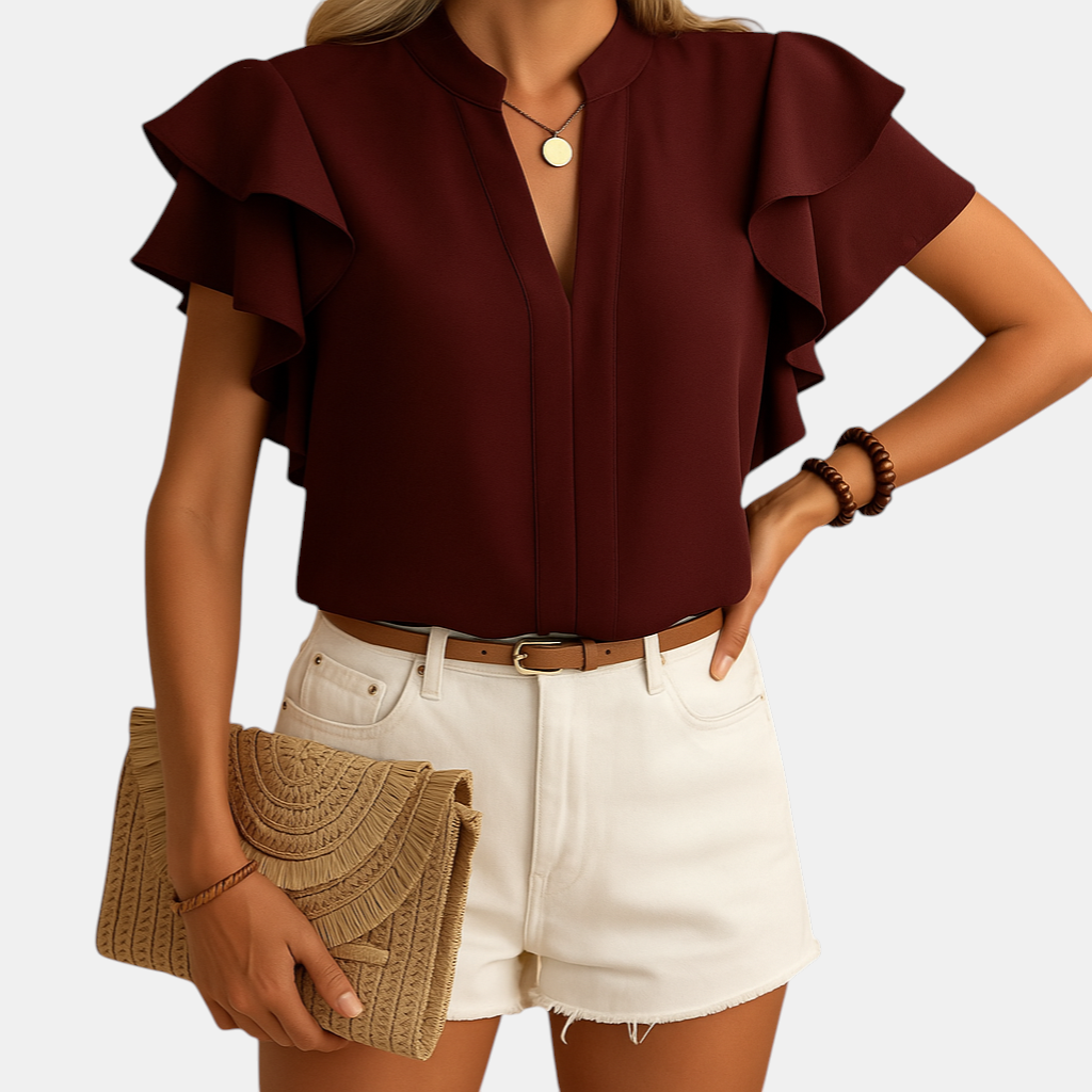 Elegante mouwloze damesblouse met verfijnde snit en ademende stof, geschikt voor formele en casual gelegenheden in elk seizoen