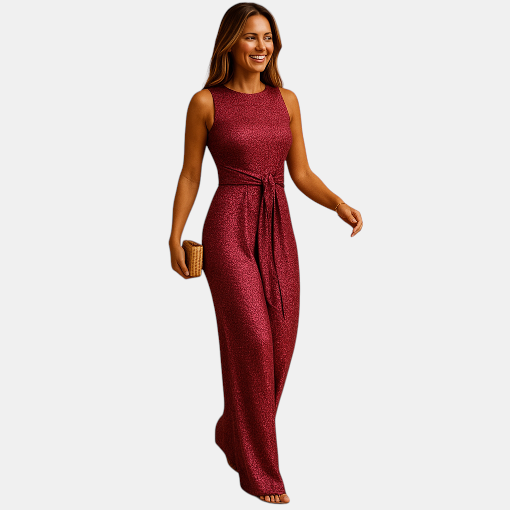 Glamoureuze mouwloze dames jumpsuit met pailletten in meerdere kleuren, perfect voor feesten, gala’s en speciale gelegenheden.