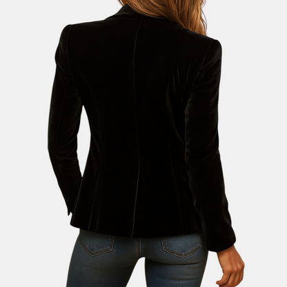 Retro damesblazer met reverskraag en zakken, slim-fit pasvorm – ideaal voor werk of een casual-chique look.