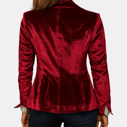 Retro damesblazer met reverskraag en zakken, slim-fit pasvorm – ideaal voor werk of een casual-chique look.