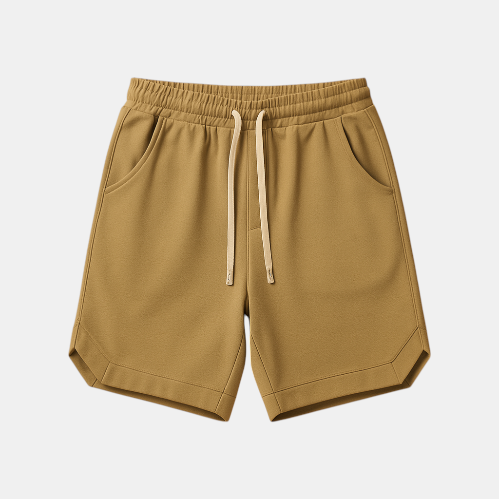 Retro sportshort voor heren met losse pasvorm en elastische tailleband, perfect voor sportieve activiteiten en ontspannen zomerdagen.