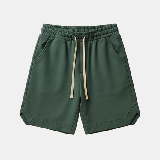 Retro sportshort voor heren met losse pasvorm en elastische tailleband, perfect voor sportieve activiteiten en ontspannen zomerdagen.