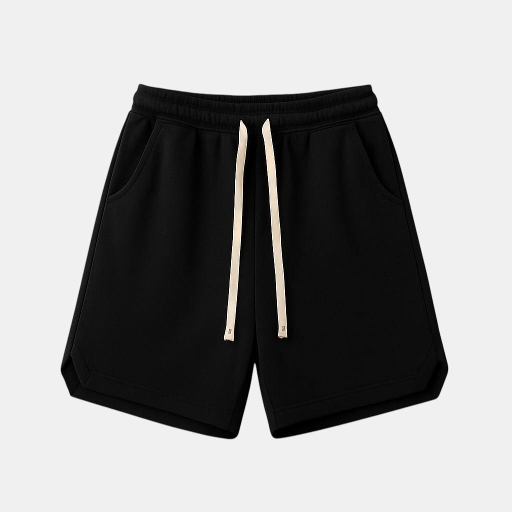 Retro sportshort voor heren met losse pasvorm en elastische tailleband, perfect voor sportieve activiteiten en ontspannen zomerdagen.