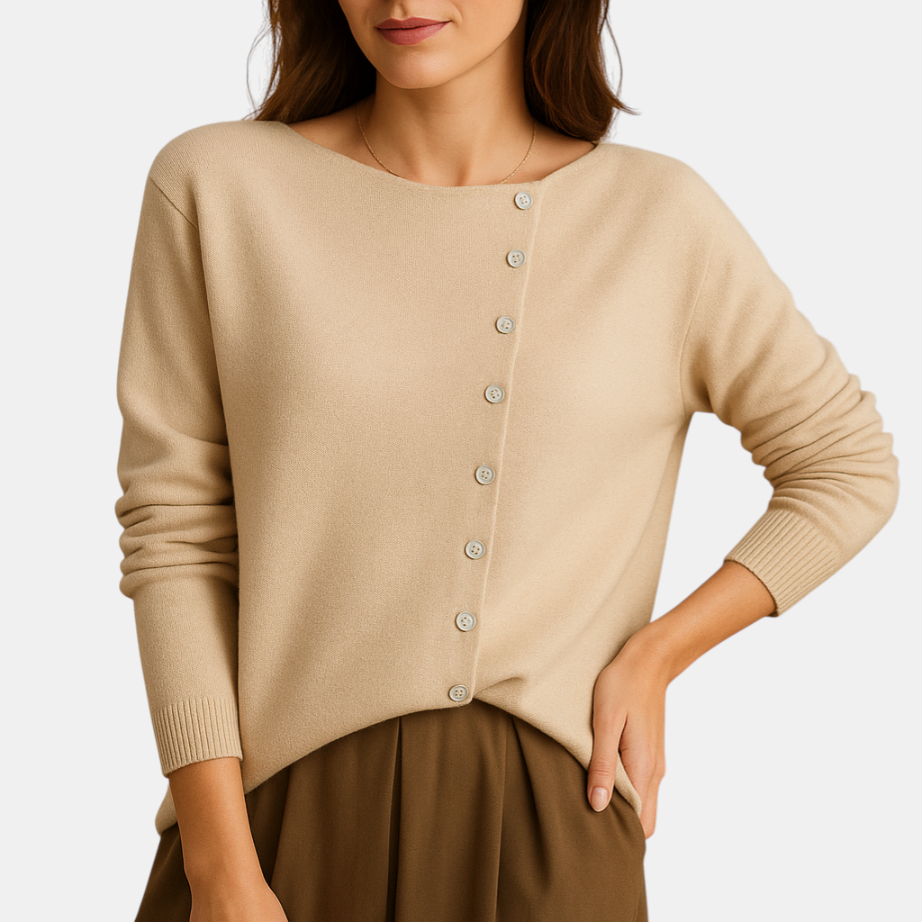 Ronde hals trui voor dames in zachte ademende stof met lange mouwen, verkrijgbaar in diverse klassieke kleuren voor casual en nette looks.