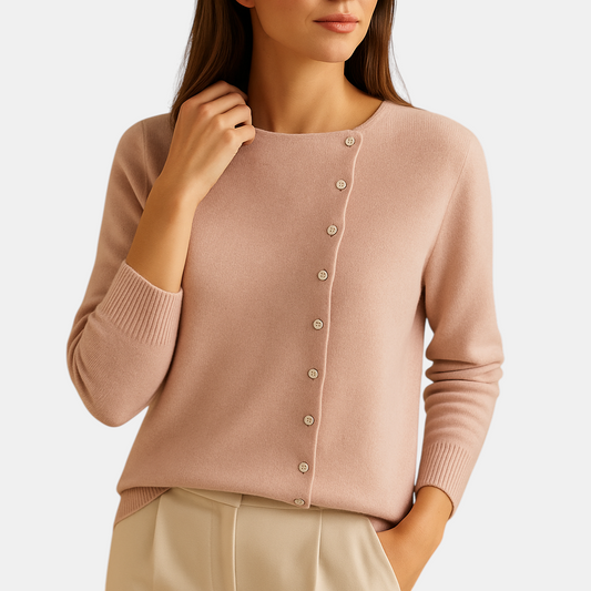 Ronde hals trui voor dames in zachte ademende stof met lange mouwen, verkrijgbaar in diverse klassieke kleuren voor casual en nette looks.