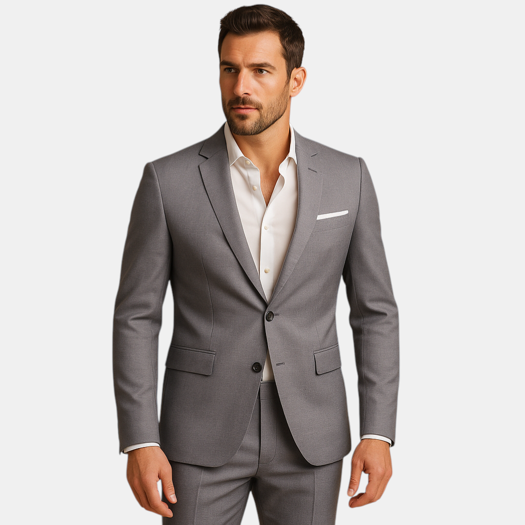 Stijlvol slim fit herenpak met blazer en pantalon in diverse kleuren, perfect voor bruiloften, zakelijke bijeenkomsten en formele evenementen.