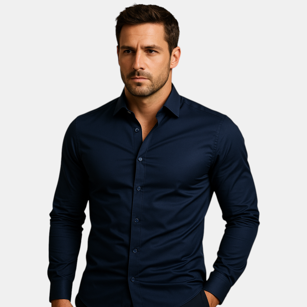 Premium slim fit overhemd with turndown collar for upscale business and casual wear