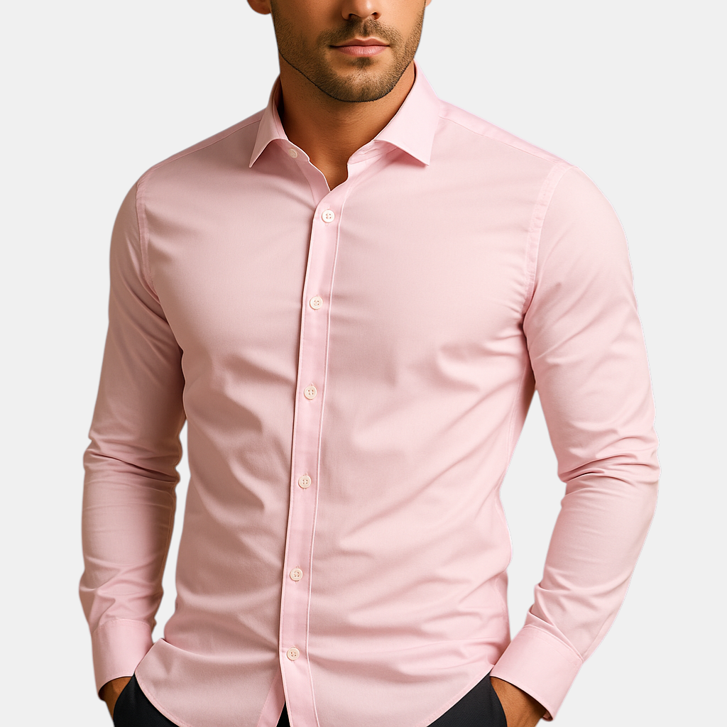 Heren slim fit overhemd van katoen met turndown-kraag, geschikt voor zakelijke en casual outfits met een moderne uitstraling.