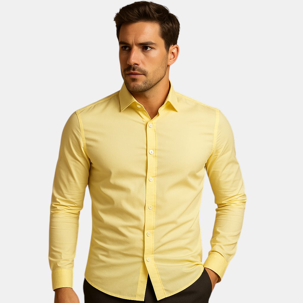 High-quality slim fit dress shirt with turndown collar for stylish business wear