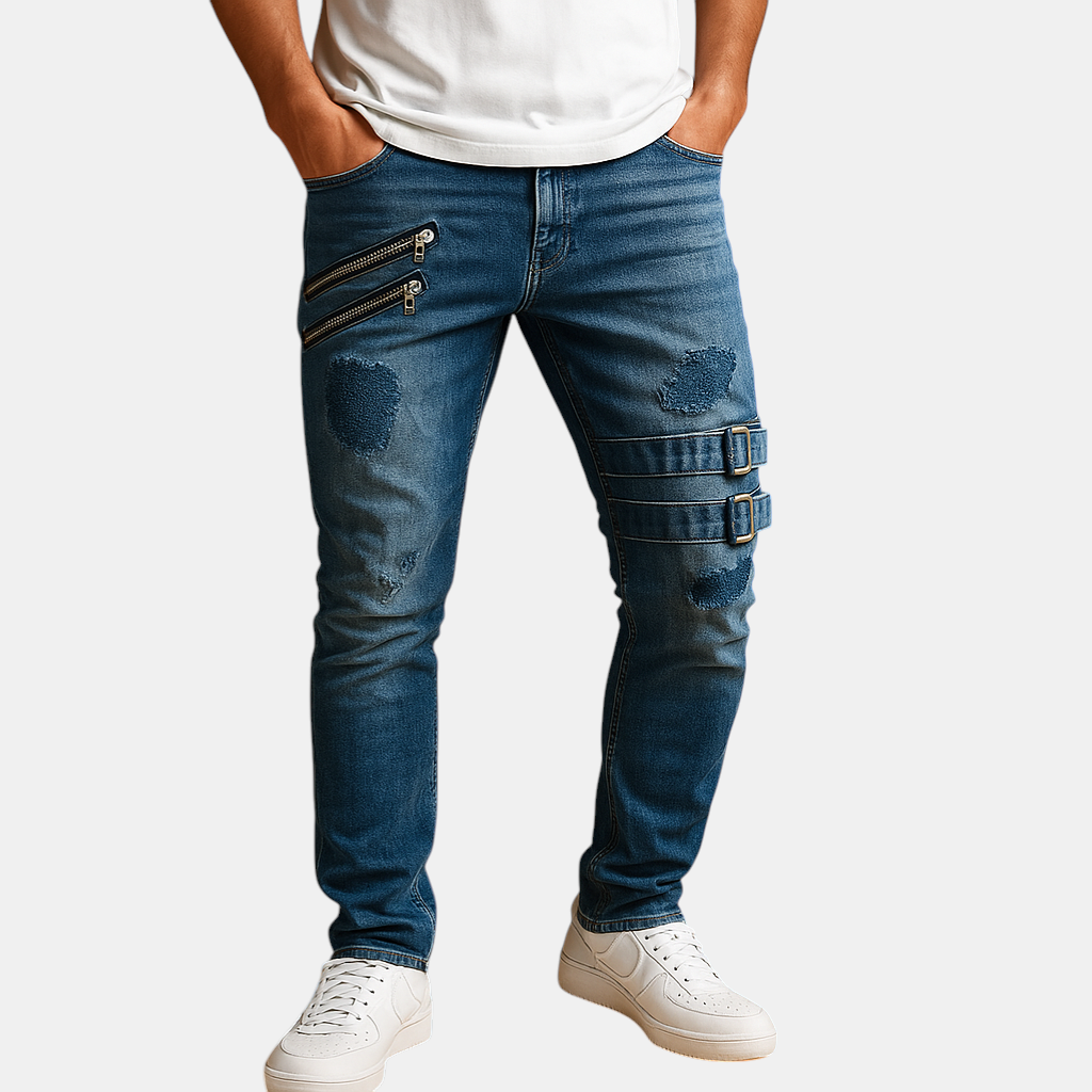 Heren slim fit jeans van stretchdenim met comfortabele pasvorm, geschikt voor casual en nette outfits.
