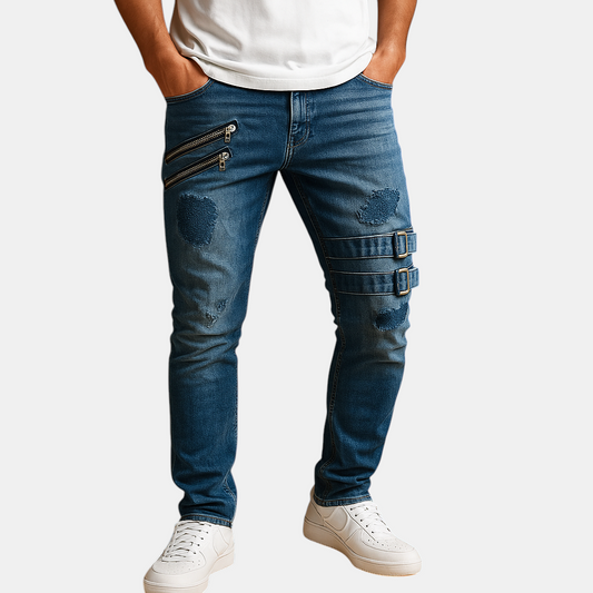 Heren slim fit jeans van stretchdenim met comfortabele pasvorm, geschikt voor casual en nette outfits.