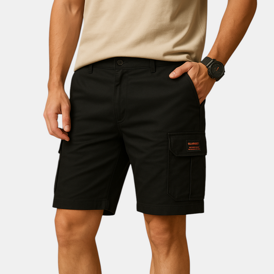 Elegante heren cargo shorts van hoogwaardig polyester met meerdere zakken in zwart, khaki en grijs.