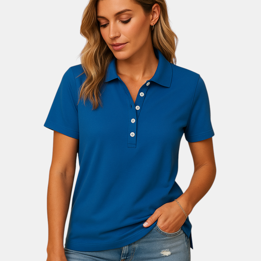 Stijlvol dames poloshirt in elegante pasvorm, perfect voor dagelijks gebruik en formele gelegenheden.