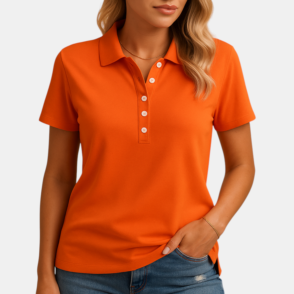 Stijlvol dames poloshirt in elegante pasvorm, perfect voor dagelijks gebruik en formele gelegenheden.