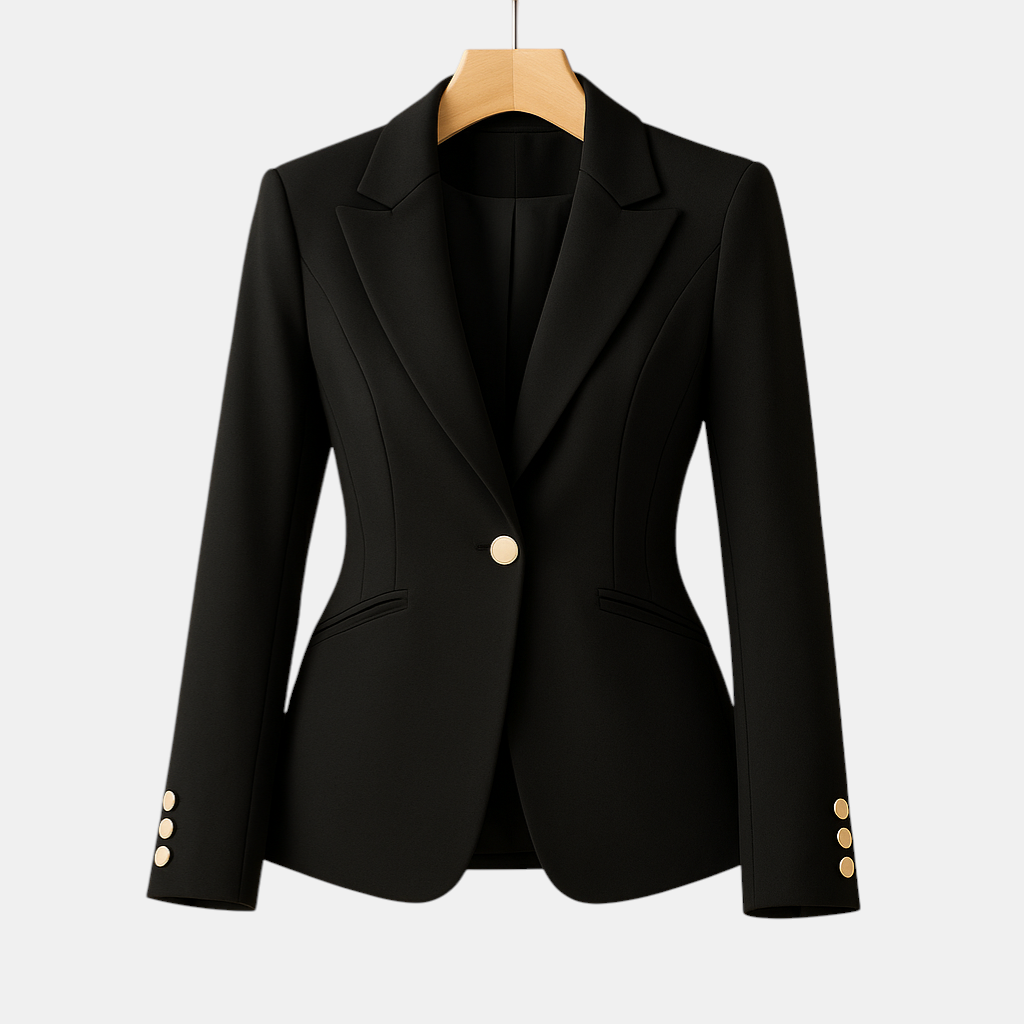 Dames blazer met reverskraag in slim fit pasvorm, perfect voor casual outfits en buitenevenementen, verkrijgbaar in zwart, beige en wit.