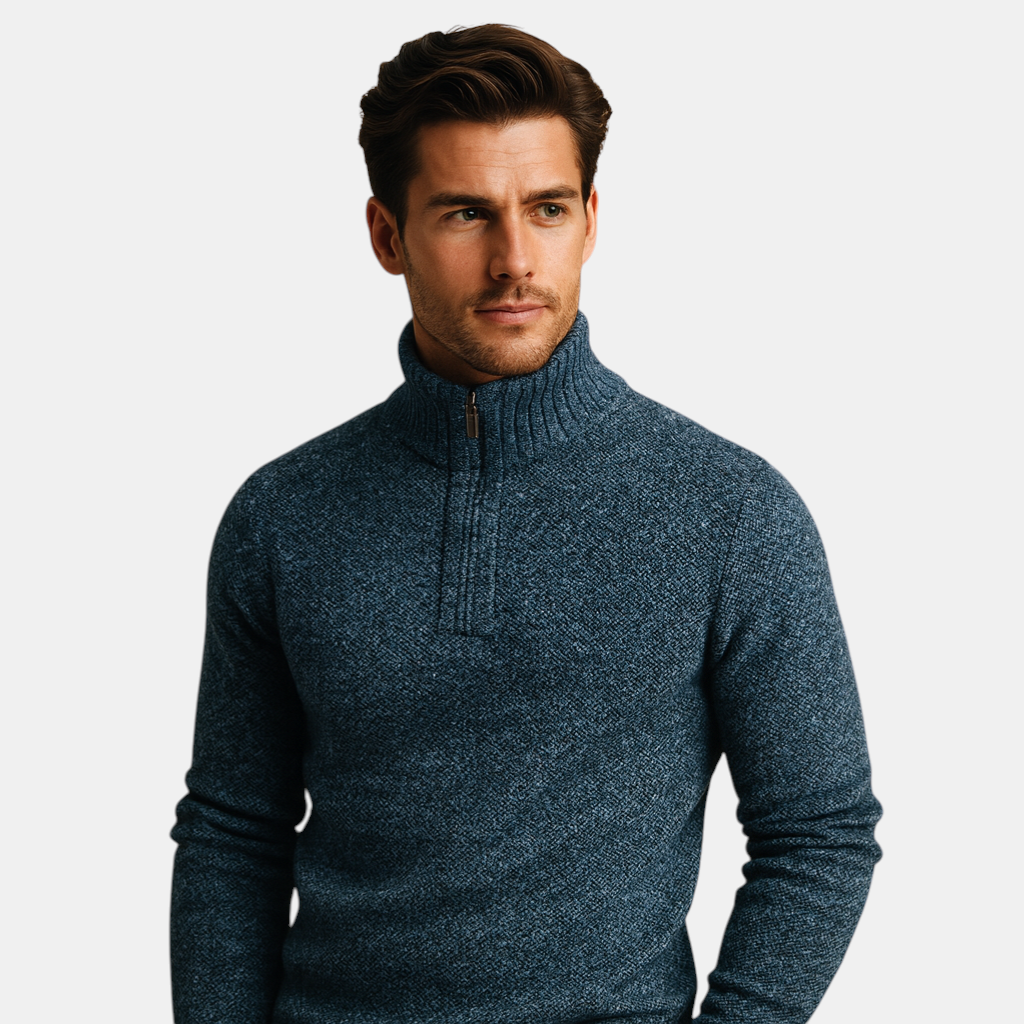 Casual geribd sweatshirt voor heren van katoen met opstaande kraag en knoopsluiting. Comfortabel, stijlvol en ideaal voor dagelijks gebruik.