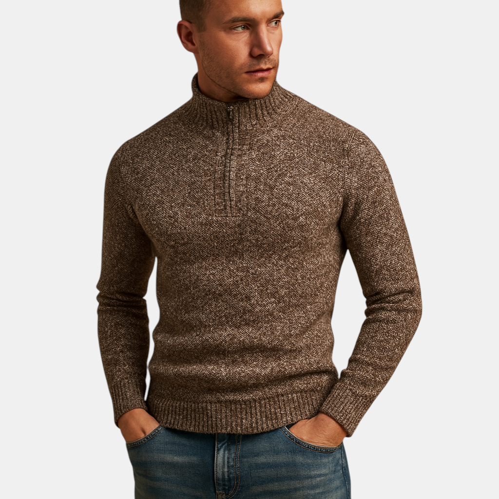 Casual geribd sweatshirt voor heren van katoen met opstaande kraag en knoopsluiting. Comfortabel, stijlvol en ideaal voor dagelijks gebruik.