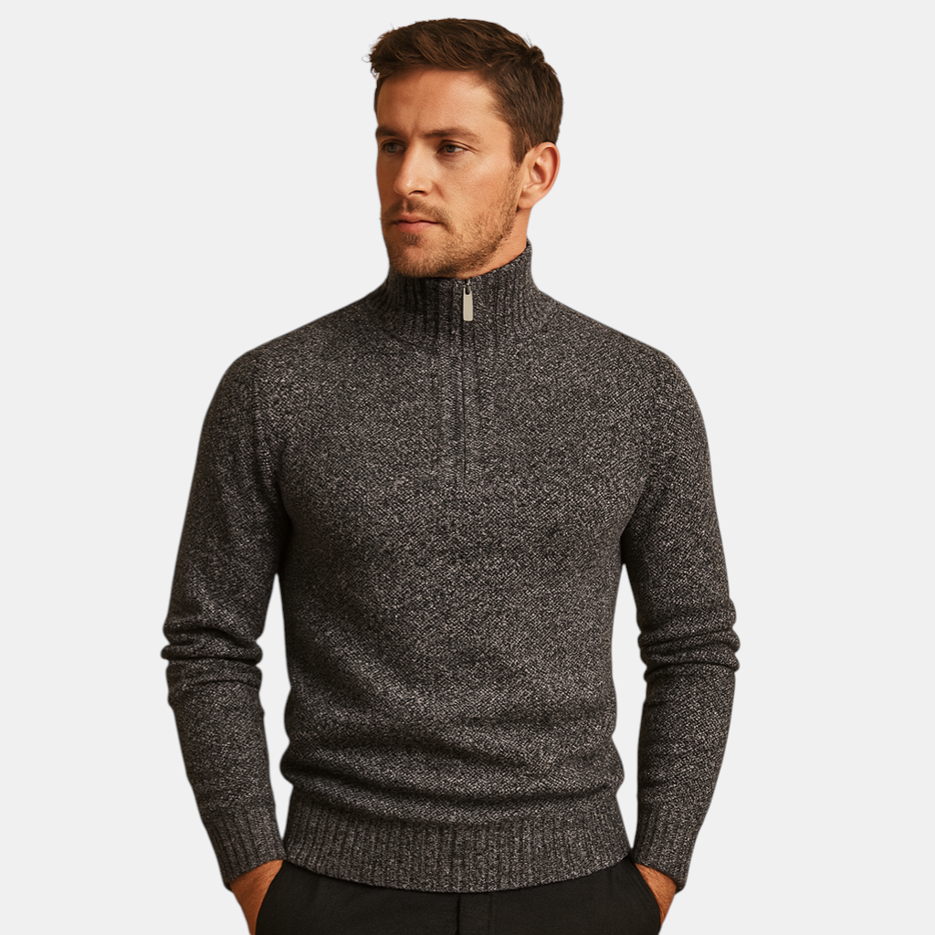 Casual geribd sweatshirt voor heren van katoen met opstaande kraag en knoopsluiting. Comfortabel, stijlvol en ideaal voor dagelijks gebruik.
