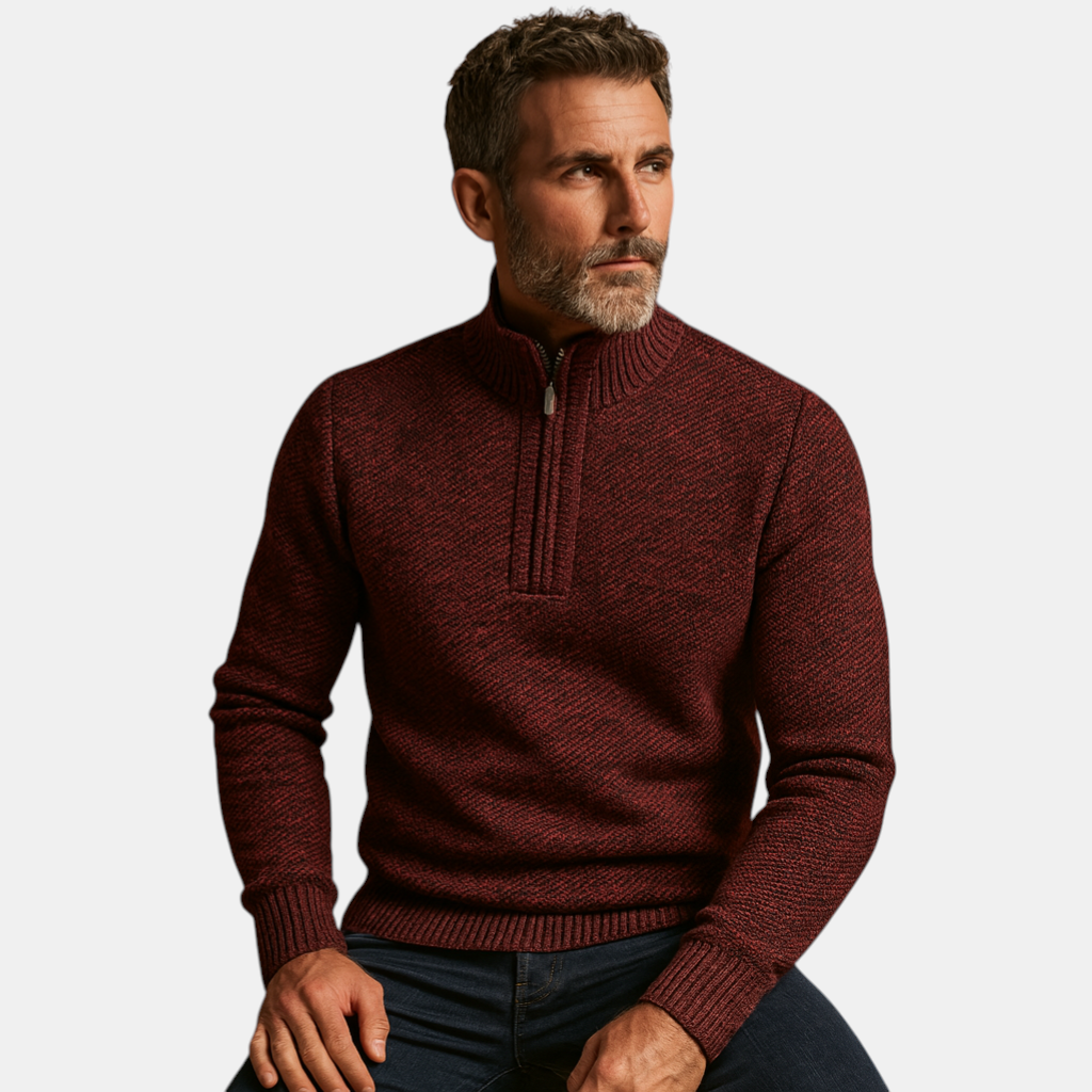 Casual geribd sweatshirt voor heren van katoen met opstaande kraag en knoopsluiting. Comfortabel, stijlvol en ideaal voor dagelijks gebruik.
