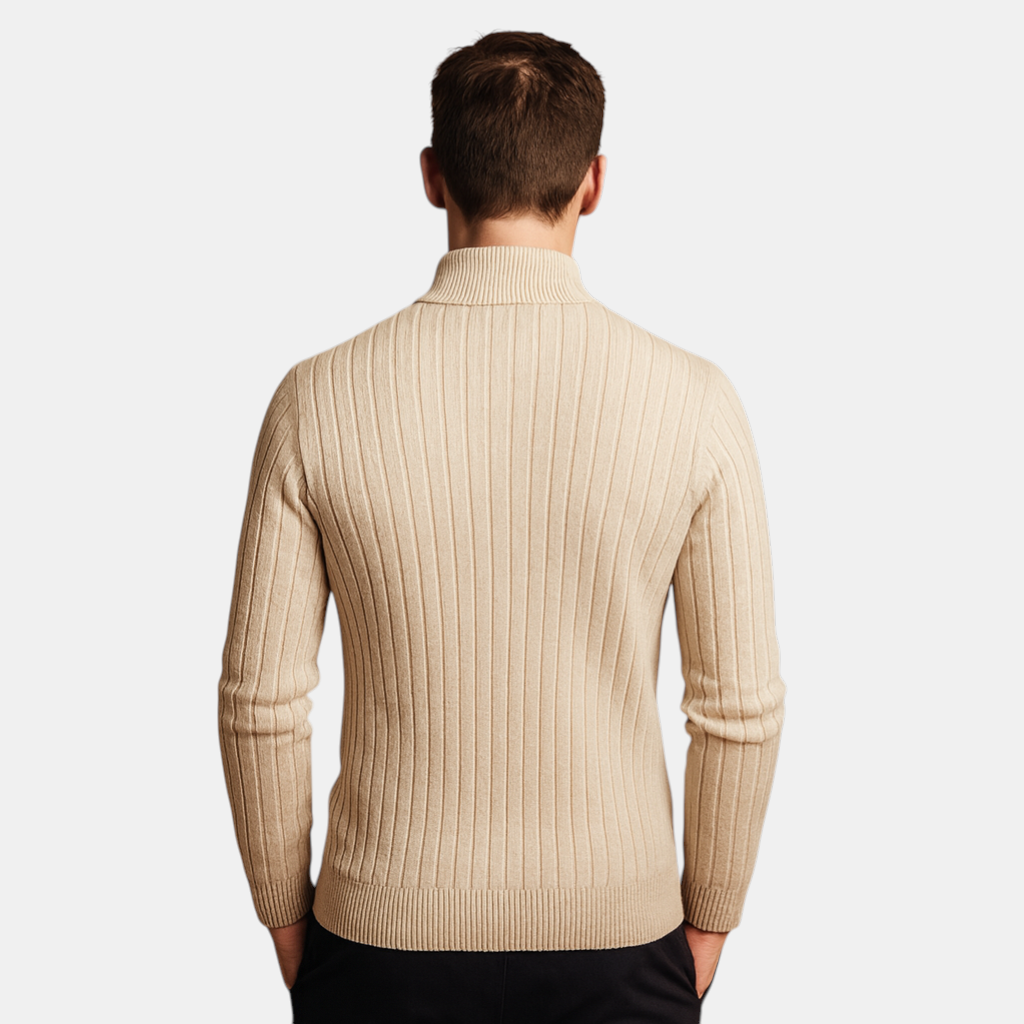 Heren sweater met half-zip en ribgebreide mouwen in lichtgrijs, comfortabele pasvorm en stijlvol design. Ideaal voor casual en smart-casual outfits.