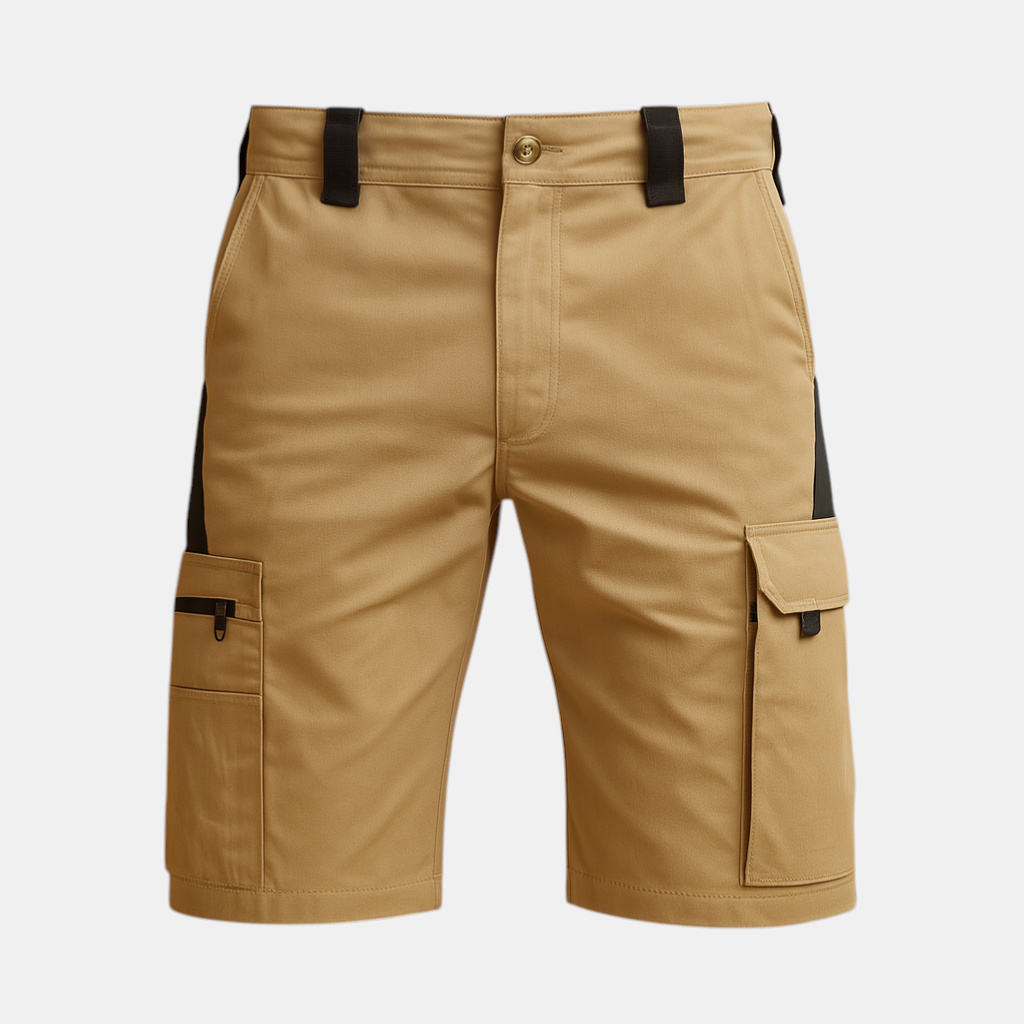 Tactische outdoor short voor heren met meerdere zakken, losvallende pasvorm en duurzaam ontwerp, perfect voor kamperen en outdooractiviteiten.