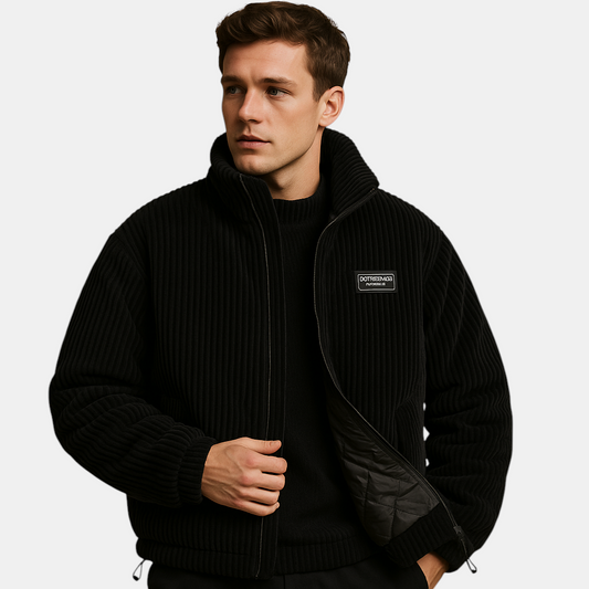Heren corduroy jack met katoenen voering en comfortabele pasvorm, ideaal voor koude dagen en casual winteroutfits.