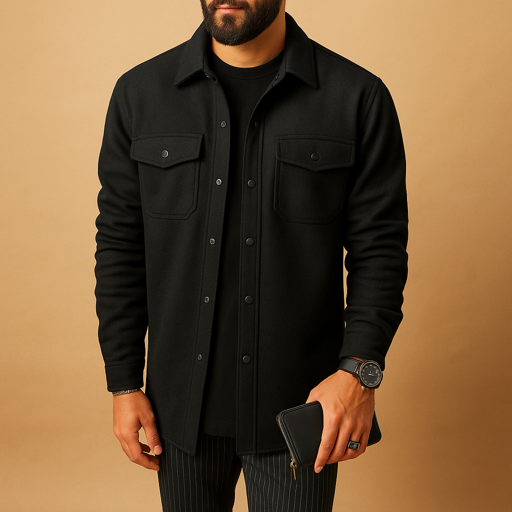 Warme flanellen herenblouse met lange mouwen in abrikooskleur, ideaal voor herfst en winter, comfortabele pasvorm