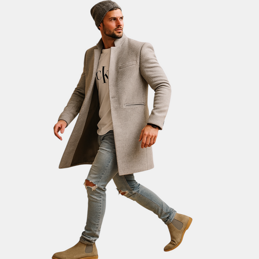 Warme wintermantel voor heren met casual snit, comfortabele pasvorm en voering, ideaal voor koude dagen en dagelijks gebruik.