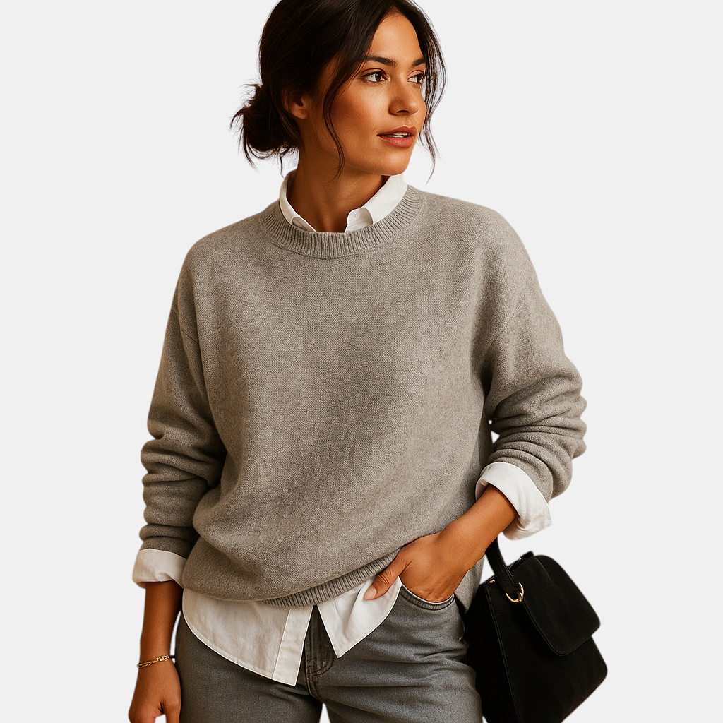 Wollen damestrui met verfijnde snit en zachte structuur, geschikt voor casual en formele outfits in zwart, beige of taupe