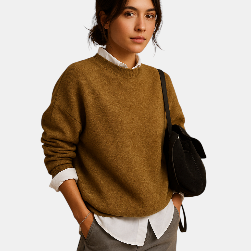 Wollen damestrui met verfijnde snit en zachte structuur, geschikt voor casual en formele outfits in zwart, beige of taupe