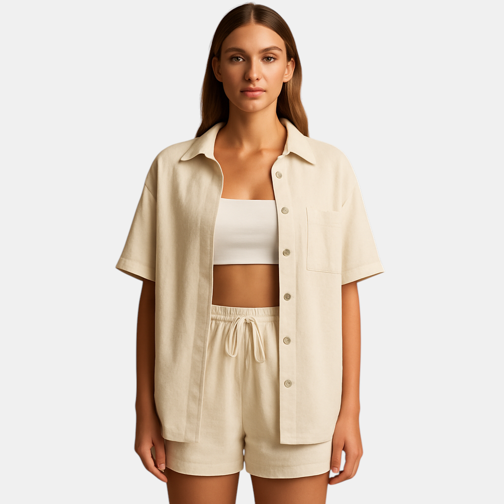Stijlvolle loungeset voor dames met half-lang vest en short