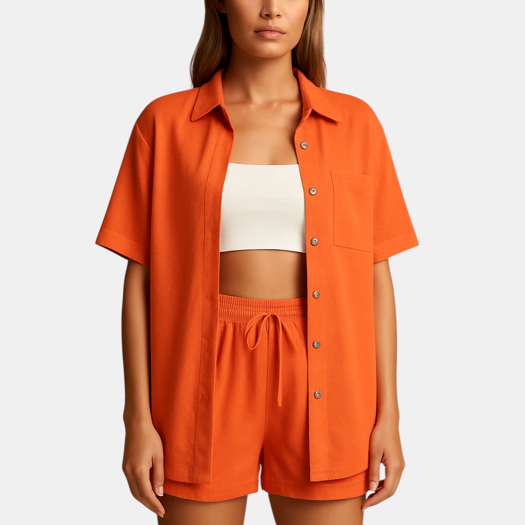 Tweedelige loungeset voor dames met drawstring short